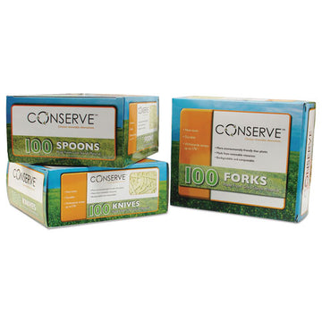 CONSERVE® Corn Starch Cutlery, Spoon, White, 100-pack freeshipping - TVN Wholesale